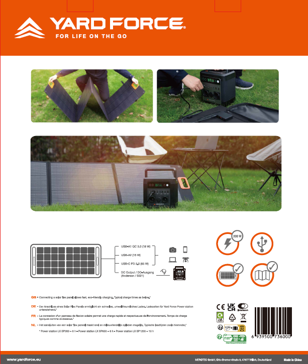 LX SPP20 - Yard Force Solar Flex Panel